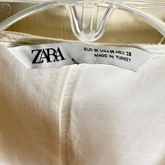 Zara White Long Wrap Blouse Size Medium Kimono - Picture 11 of 12